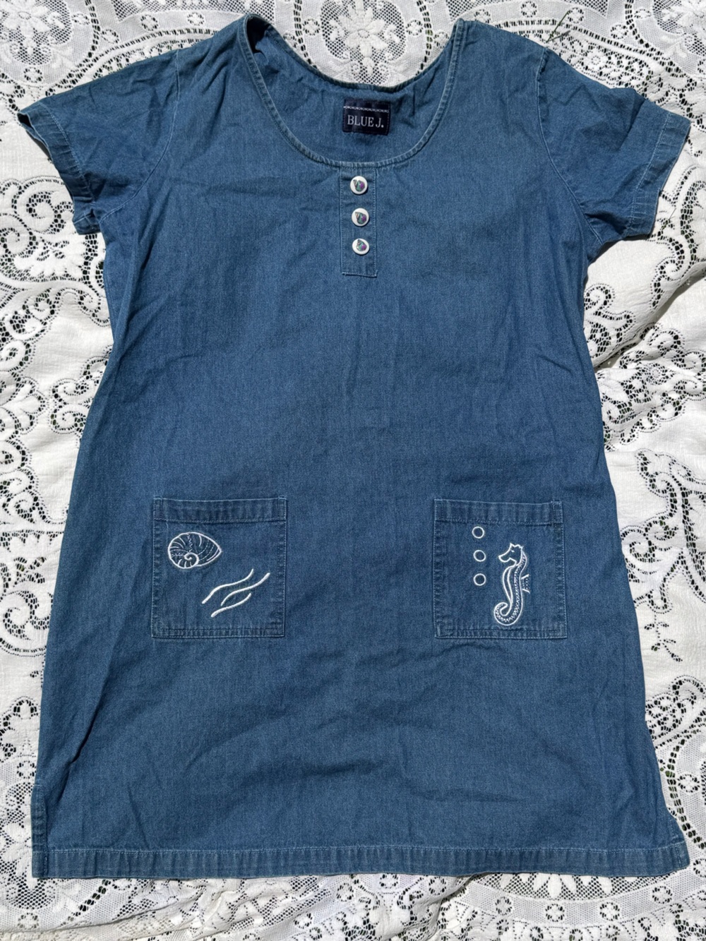 BLUE J. Embroidered Under The Sea Vintage Denim Dress